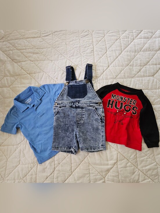 wonder nation Other - 3 Pc Bundle-Wonder Nation Bib Overalls /Jumping Bean & Carter's Shirts- 18 Mo.